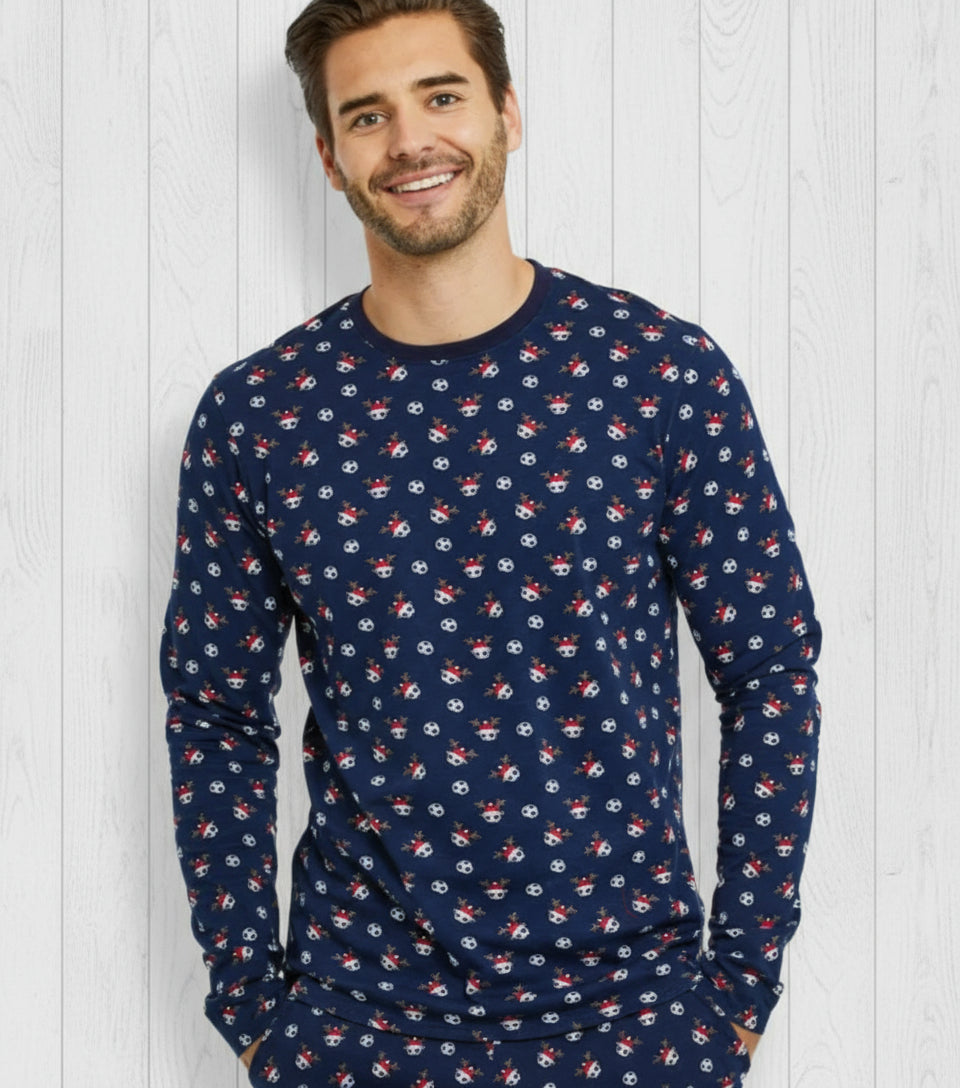 Mens Festive Footie Print Pyjamas