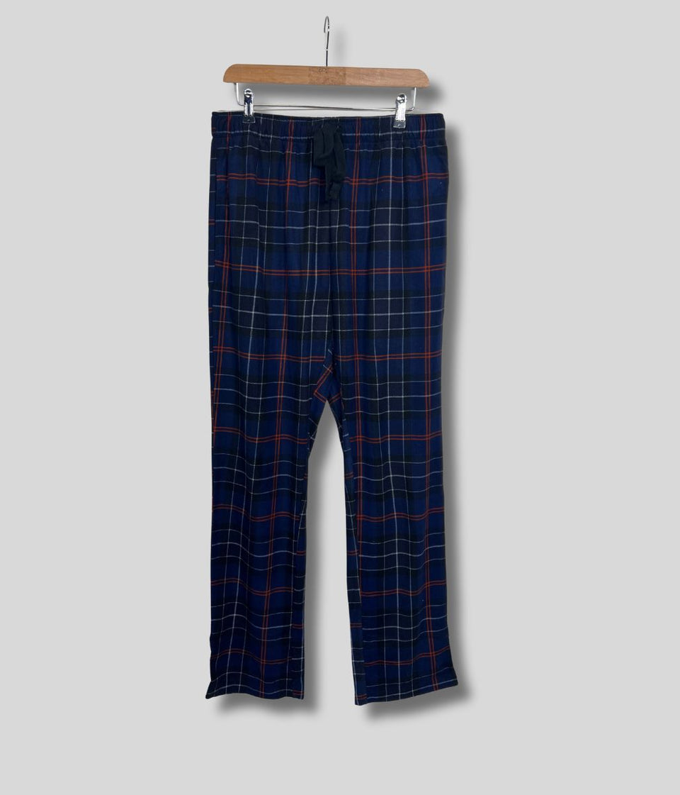 Mens Navy Checked Pyjama Bottoms