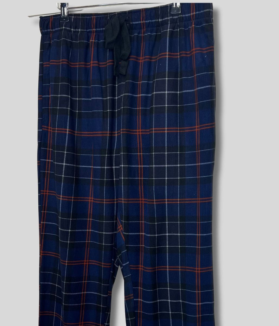 Mens Navy Checked Pyjama Bottoms