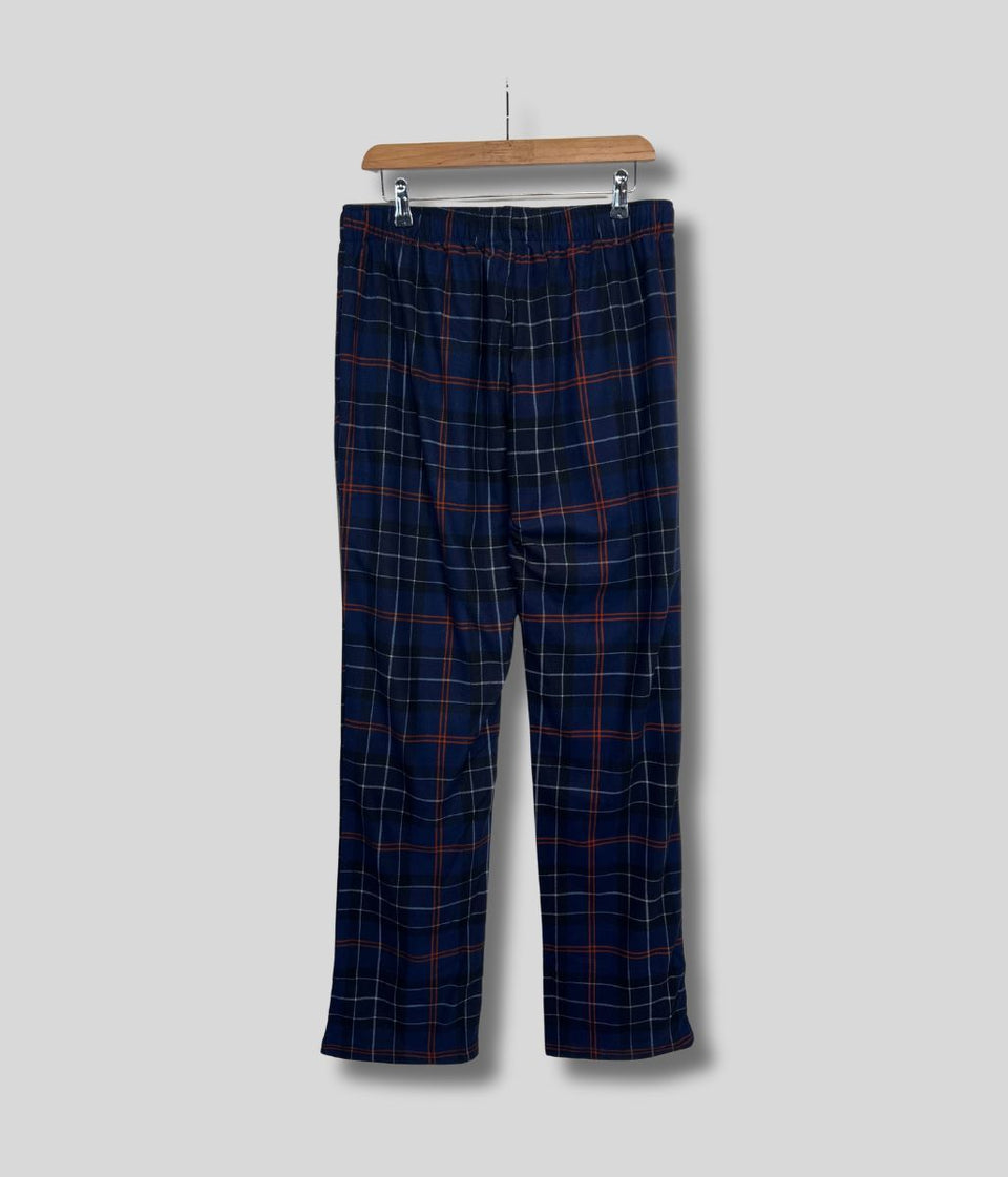 Mens Navy Checked Pyjama Bottoms