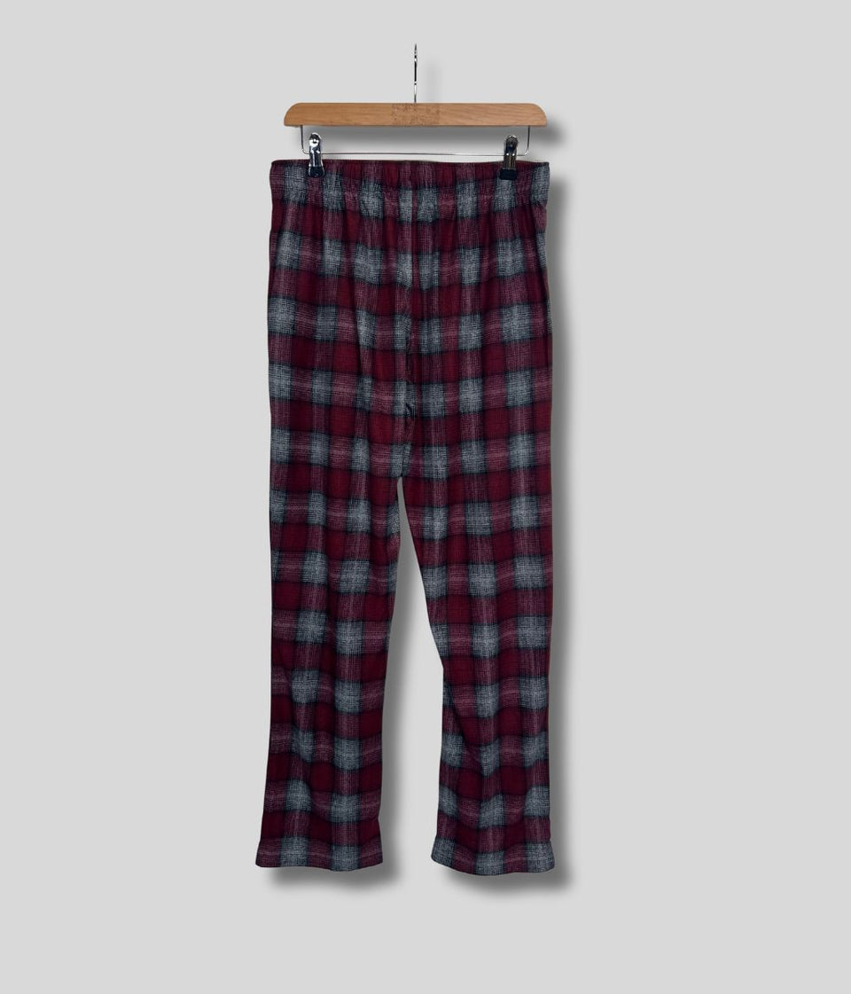 Mens Burgundy Checked Pyjama Bottoms