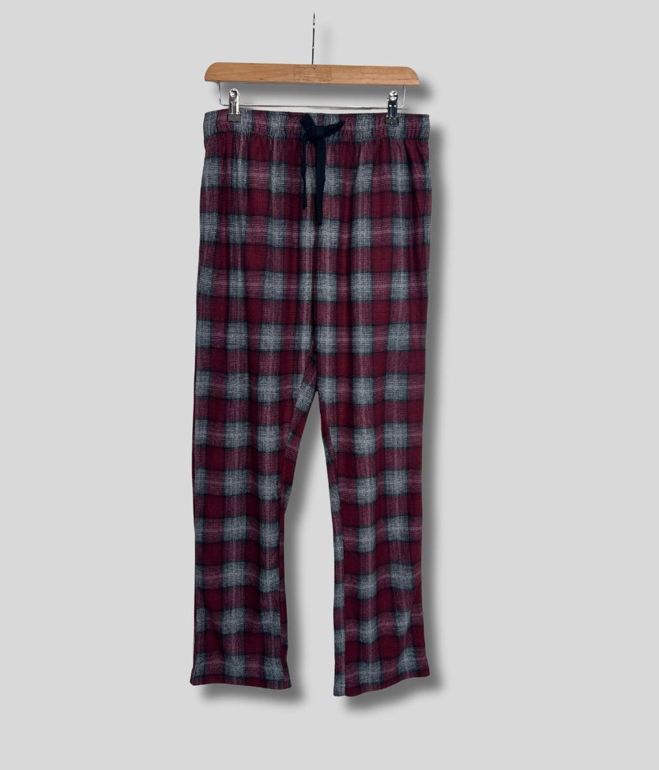 Mens Burgundy Checked Pyjama Bottoms