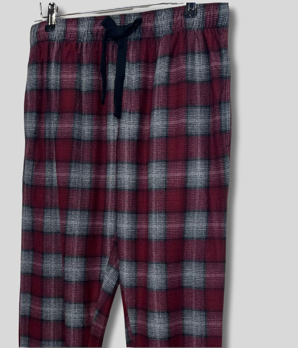 Mens Burgundy Checked Pyjama Bottoms