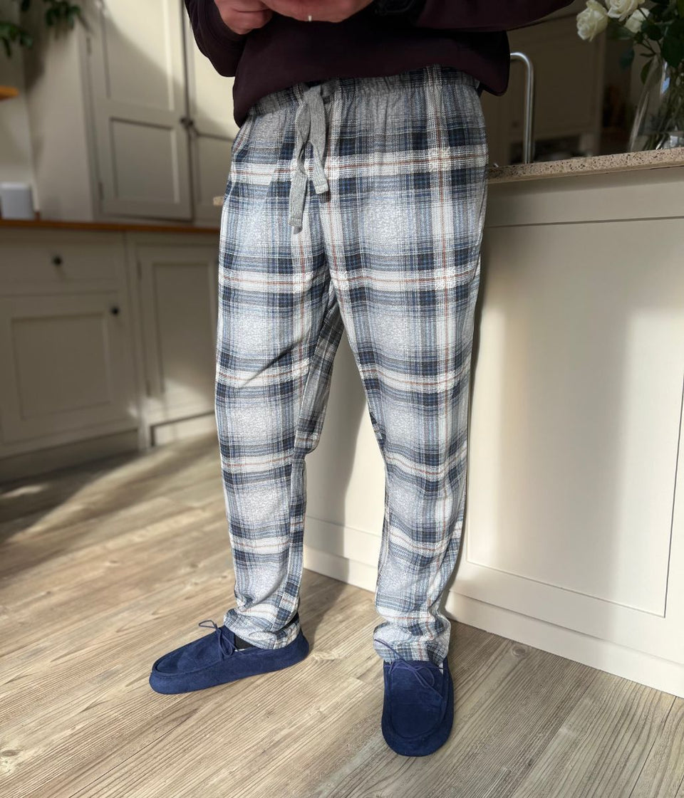 Mens Grey Checked Pyjama Bottoms