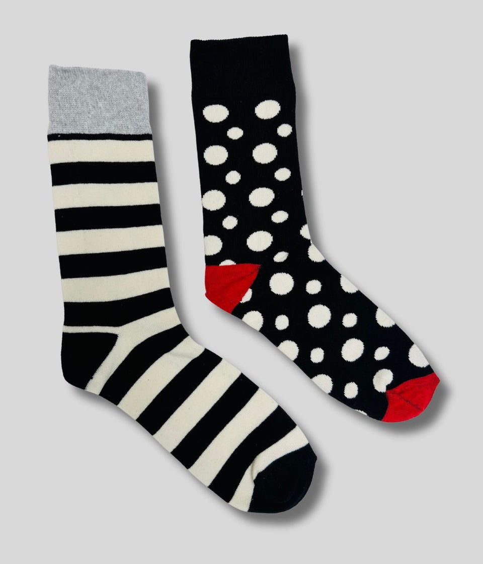 Happy Socks 2 Packs Black Spots & Stripes