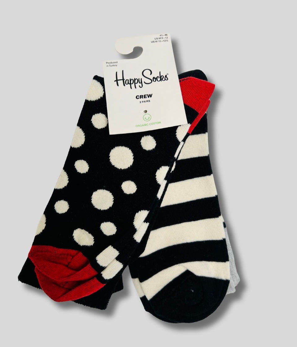 Happy Socks 2 Packs Black Spots & Stripes