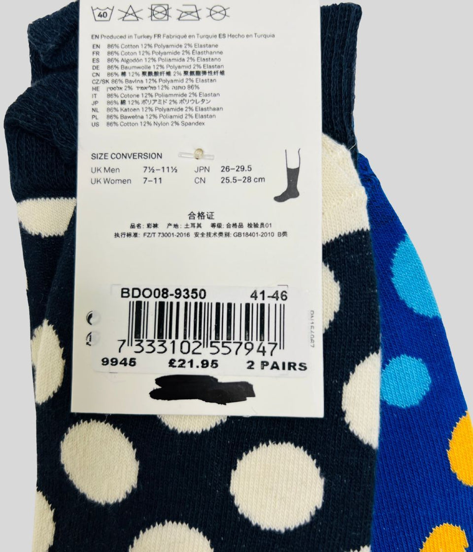 Happy Socks 2 Packs Blue & Navy Spots
