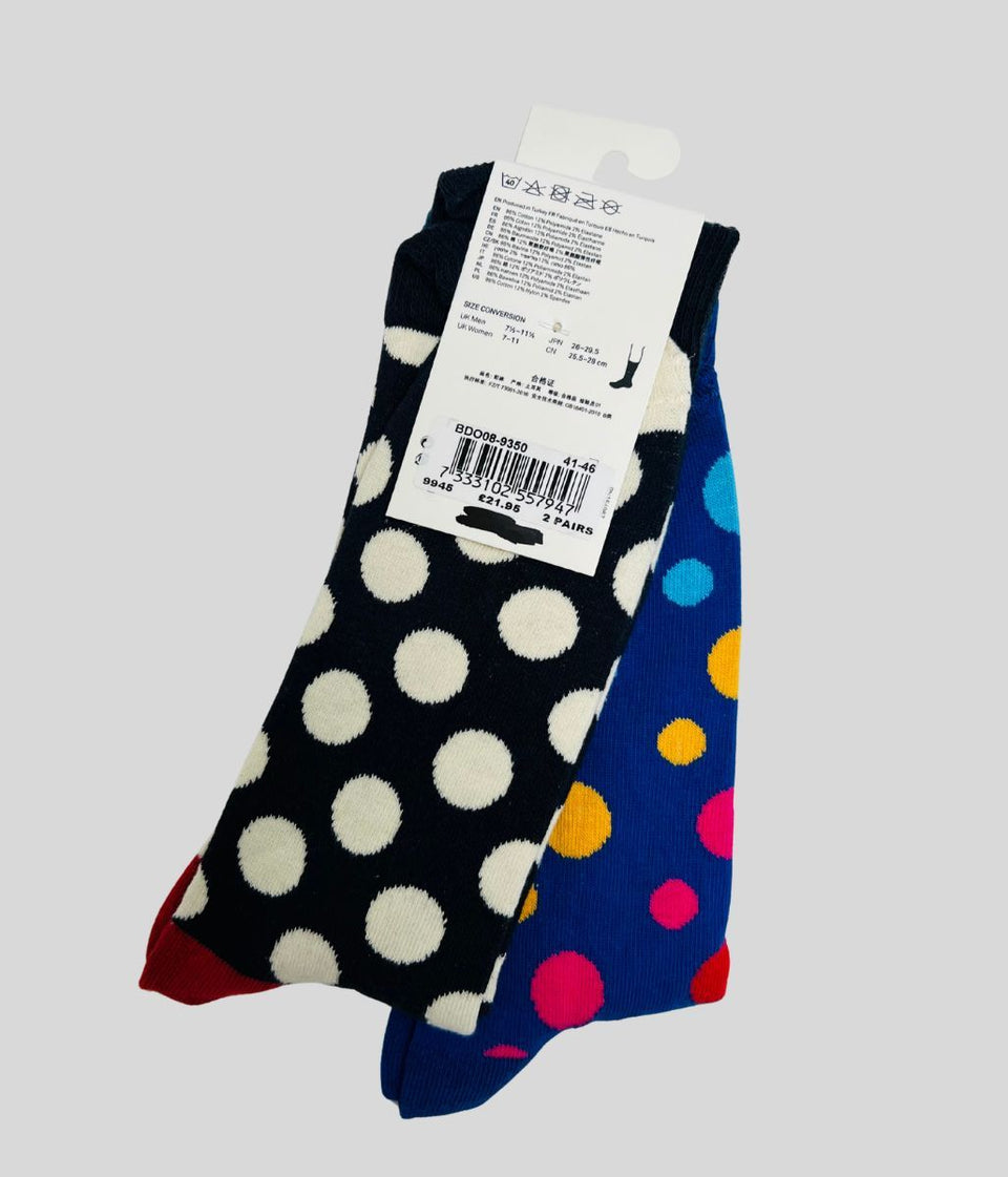 Happy Socks 2 Packs Blue & Navy Spots