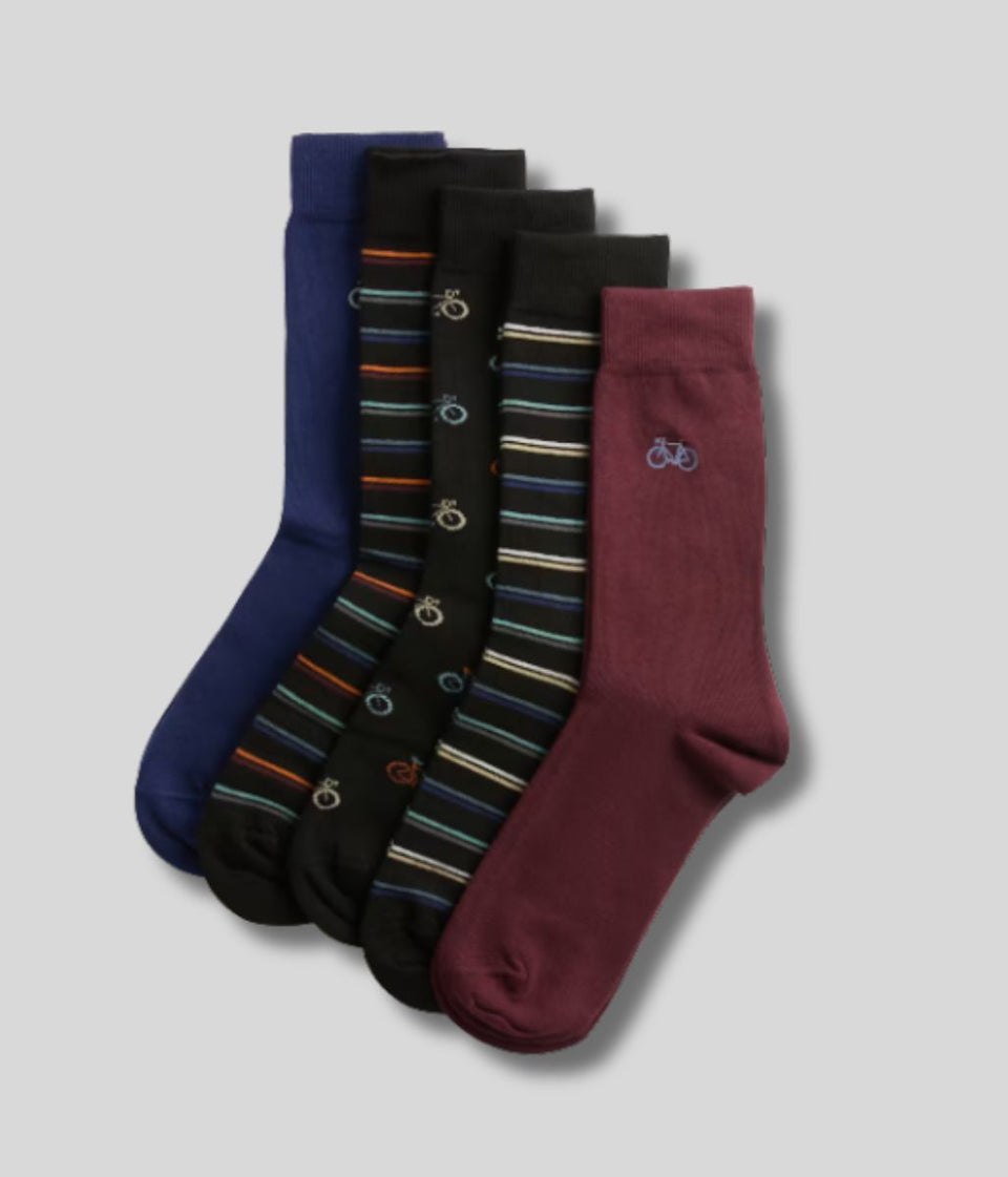 5 Pack Bike Cotton Rich Socks