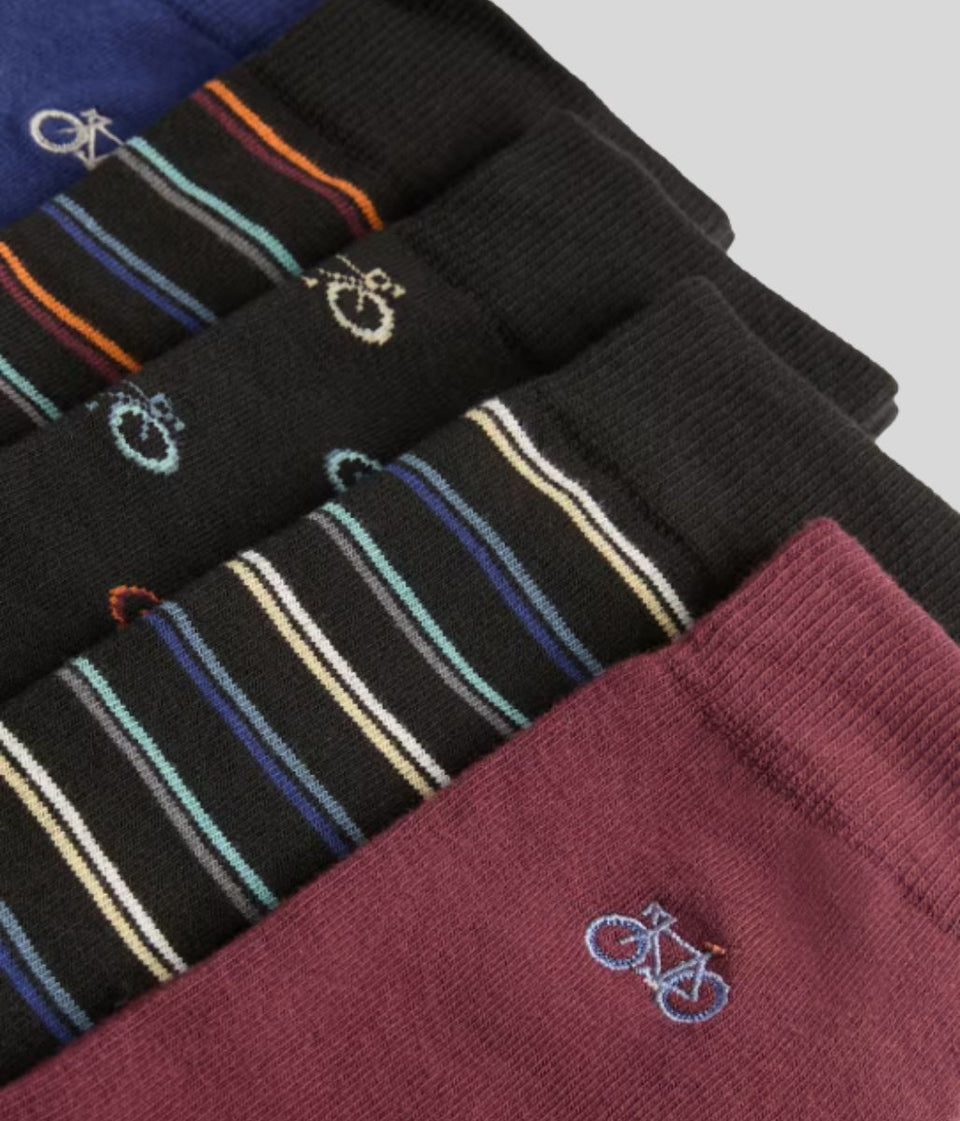 5 Pack Bike Cotton Rich Socks