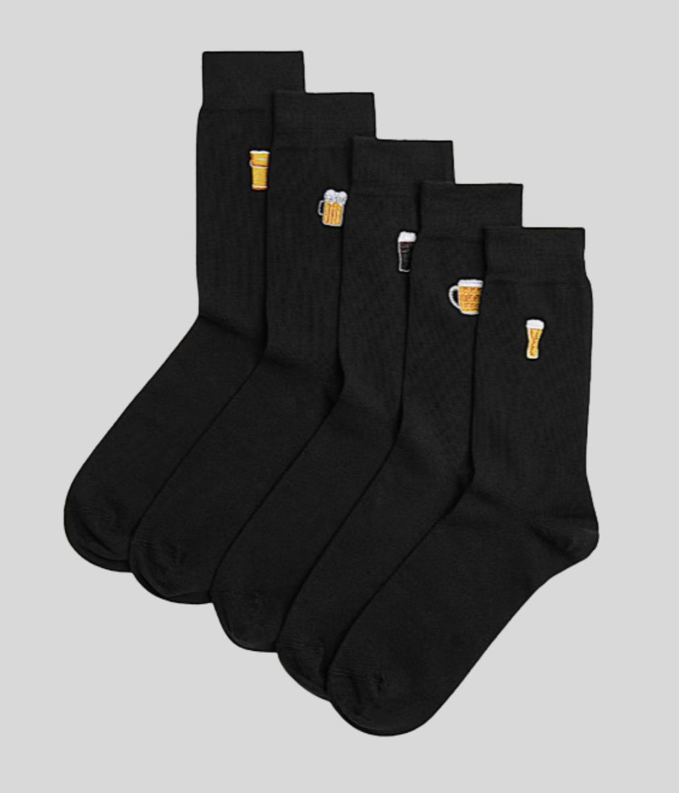 5 Pack Cotton Rich Beer Socks
