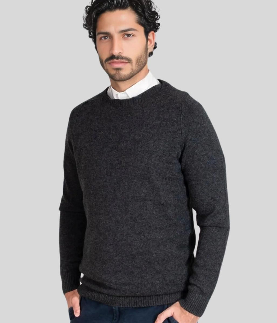 Charcoal Men's Lambswool Crew Neck Jumper