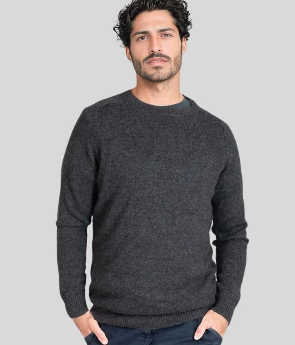 Charcoal Men's Lambswool Crew Neck Jumper