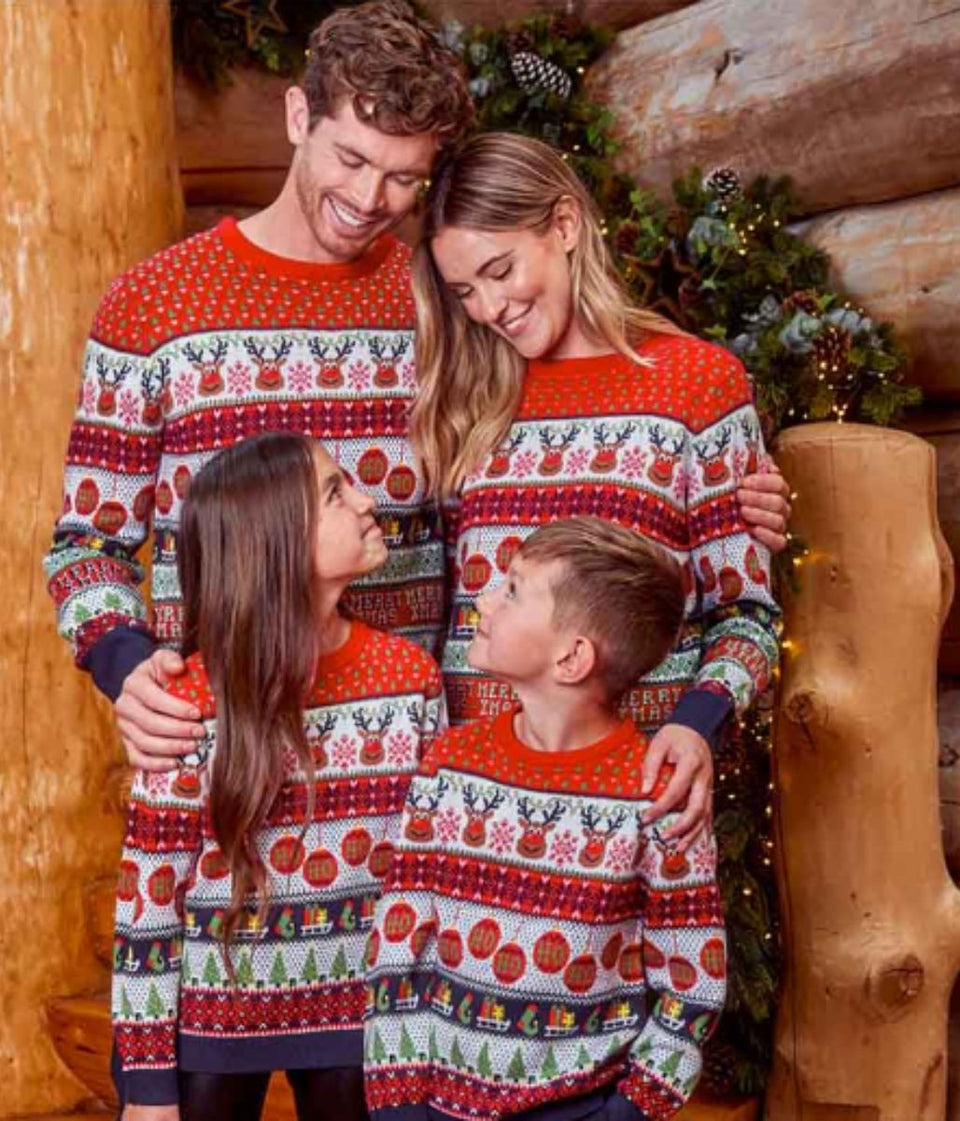 Childrens Reindeer Matching Family Christmas Jumper