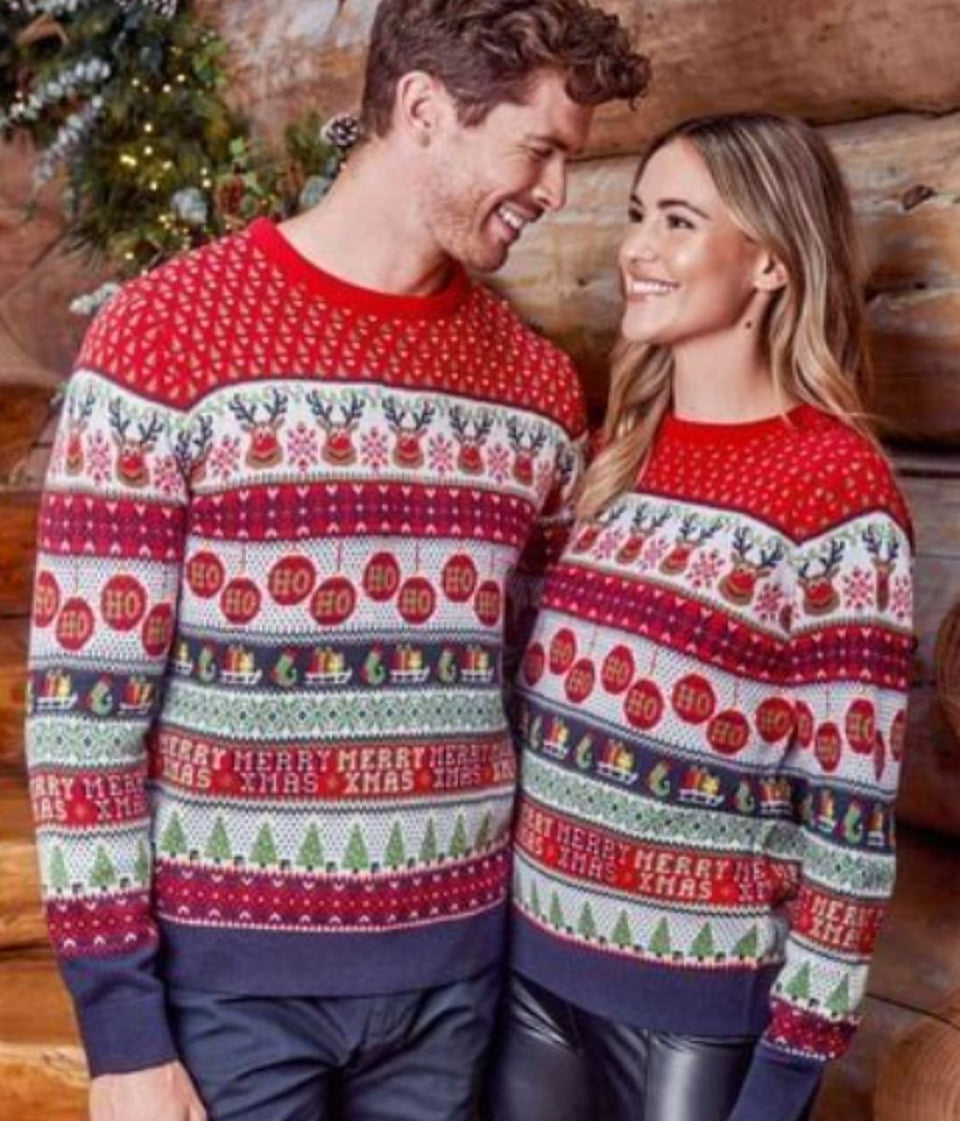 Womens Reindeer Matching Family Christmas Jumper