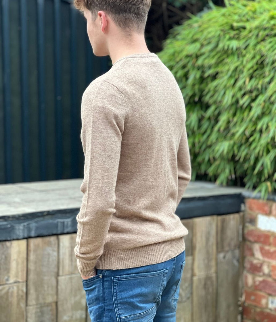 Natural Men's Wool Rich V Neck Jumper