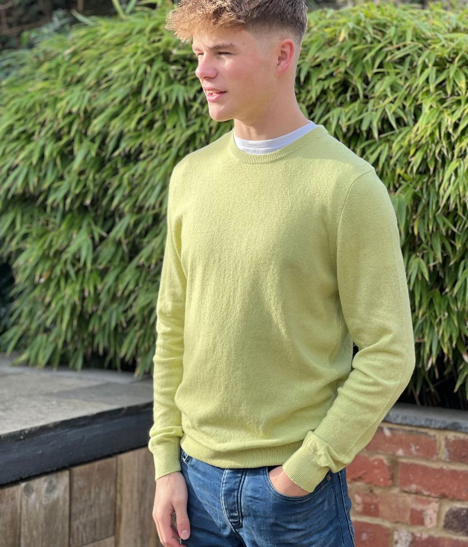 Lime Mens Wool Blend Crew Neck Jumper