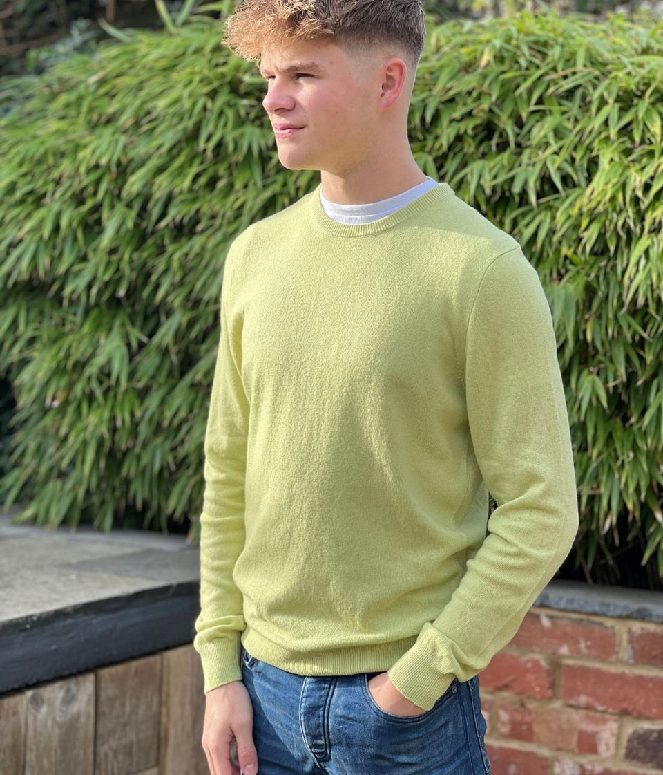 Lime Mens Wool Blend Crew Neck Jumper