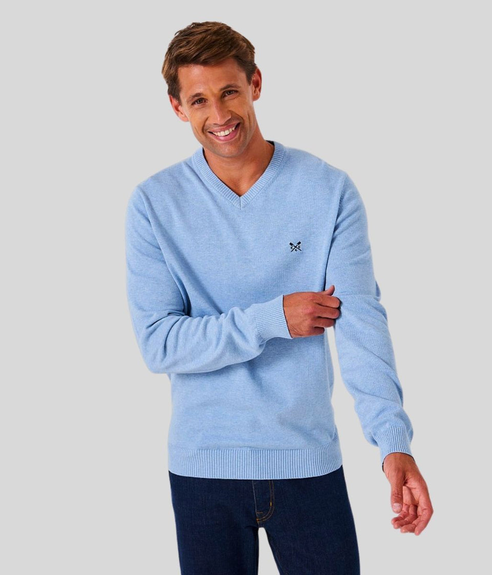 Blue Mens Cotton Logo Jumper