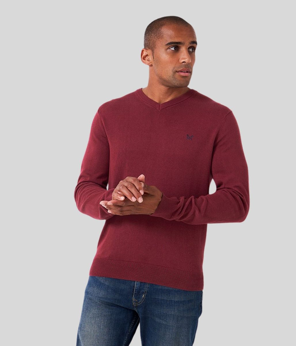 Burgundy Mens Cotton Logo Jumper