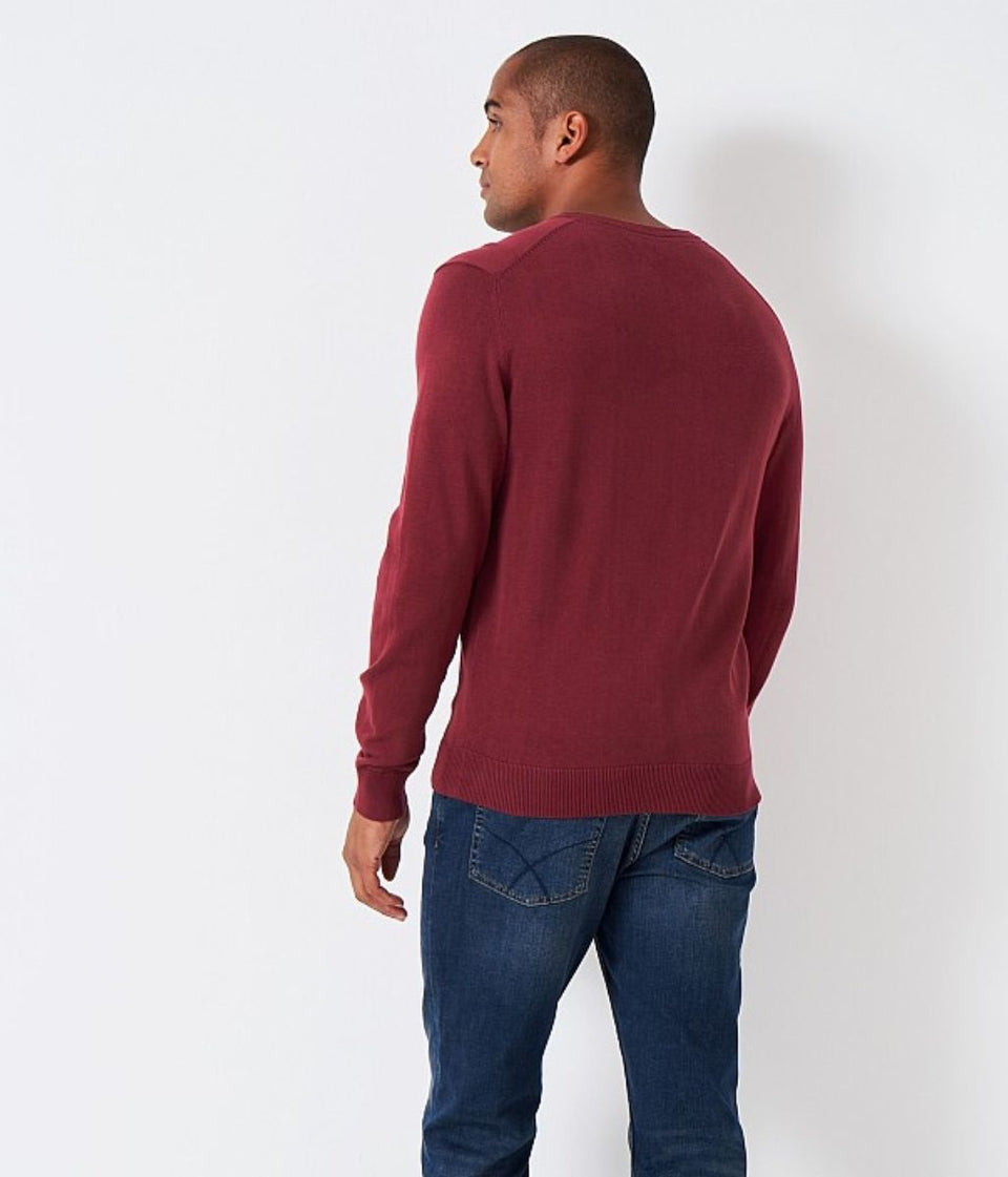 Burgundy Mens Cotton Logo Jumper