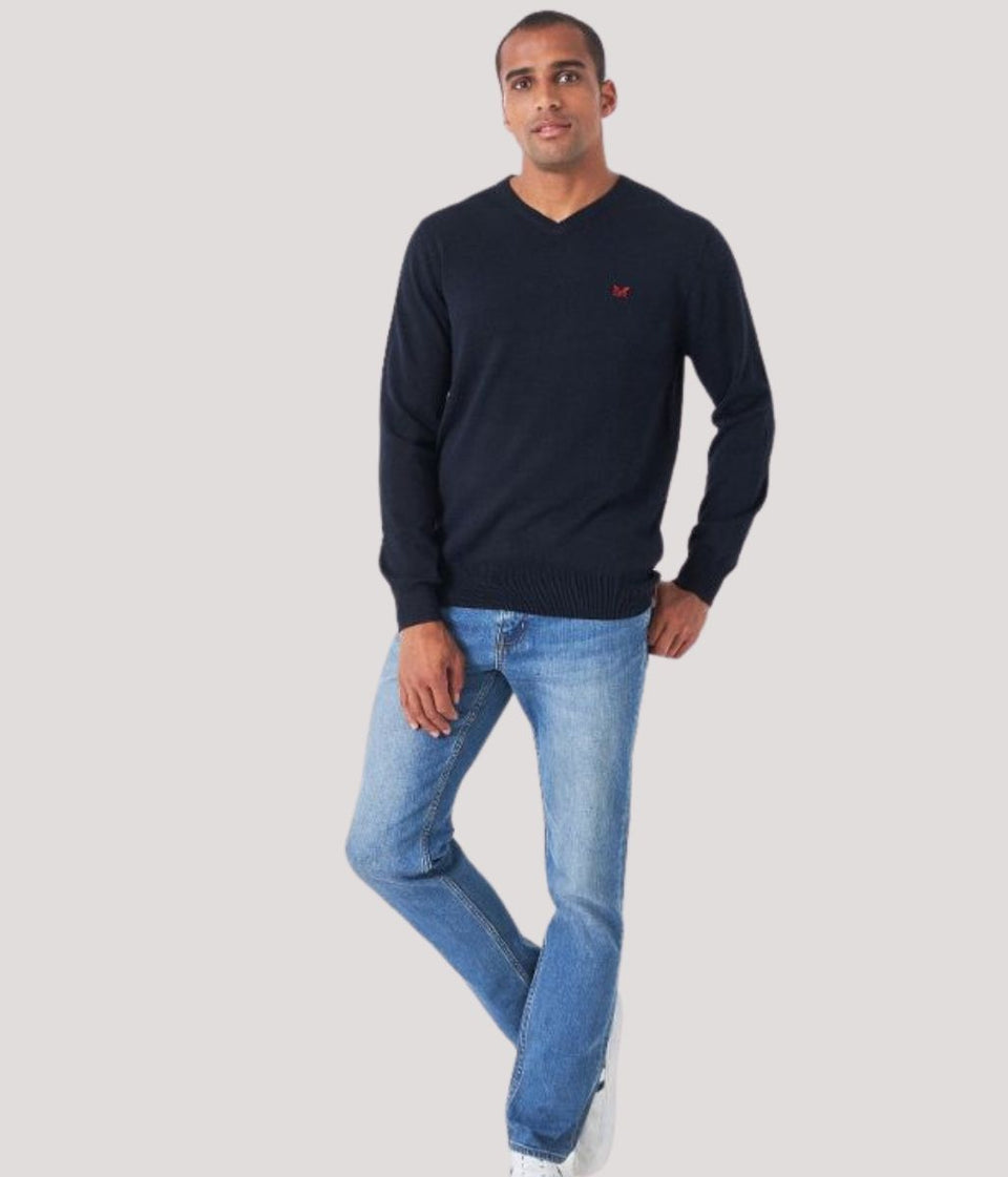 Navy Mens Cotton Logo Jumper