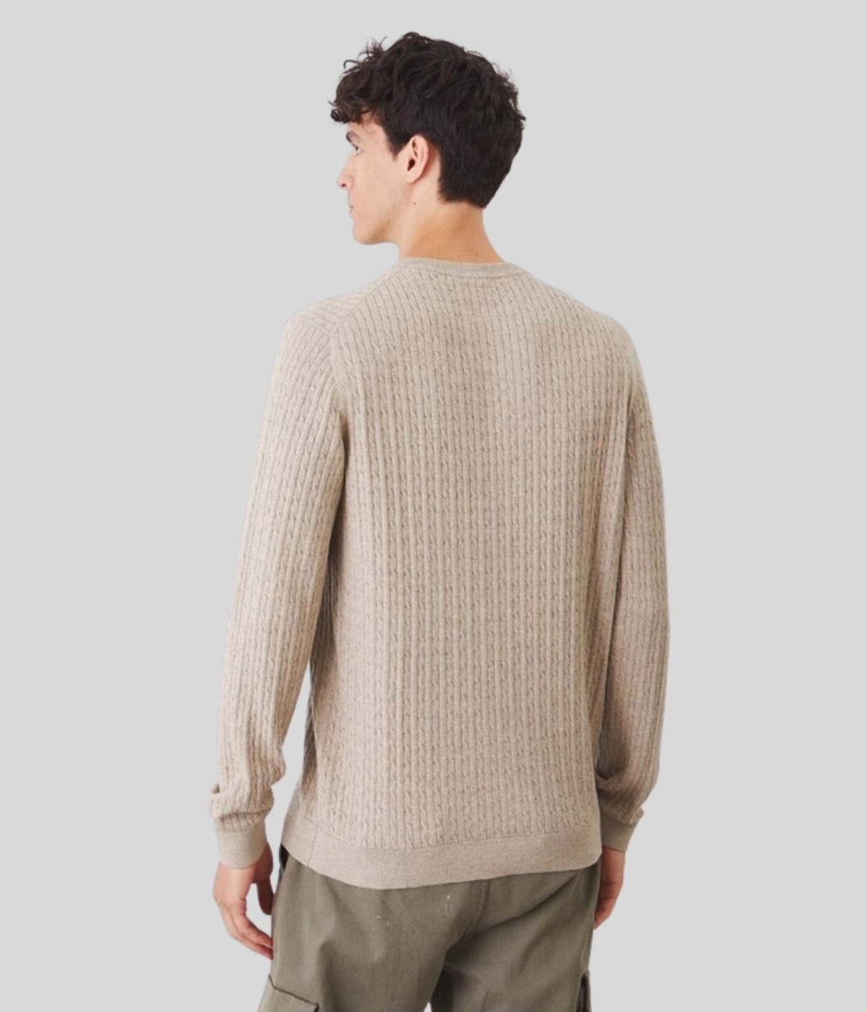 Stone Mens Wool Blend Cable Jumper