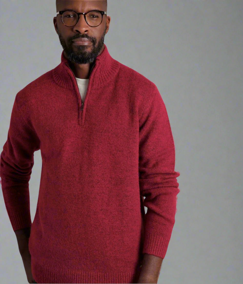 Red Men's Helmsdale 1/4 Zip Jumper