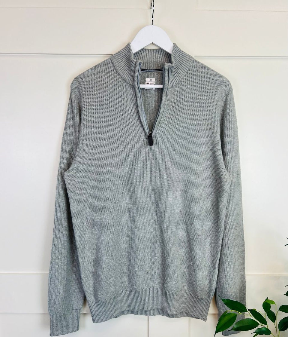 Light Grey Mens 1/4 Zip Jumper