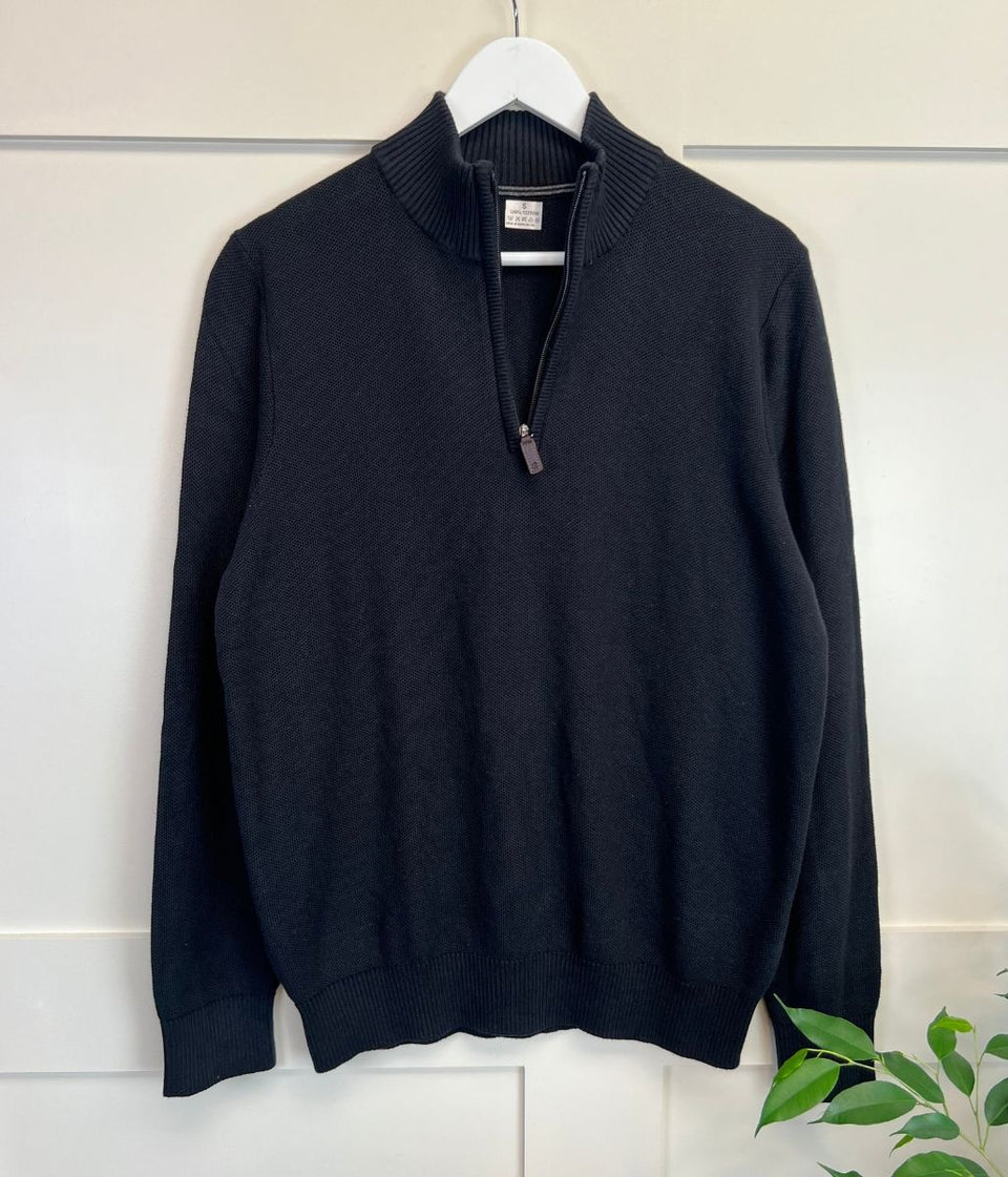 Black Mens 1/4 Zip Jumper