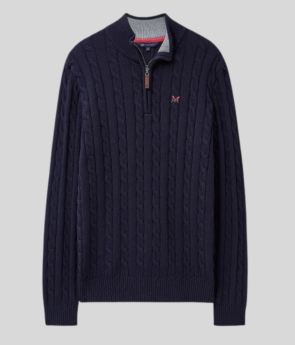 Dark Navy Mens Oarsman Cotton Half Zip Jumper