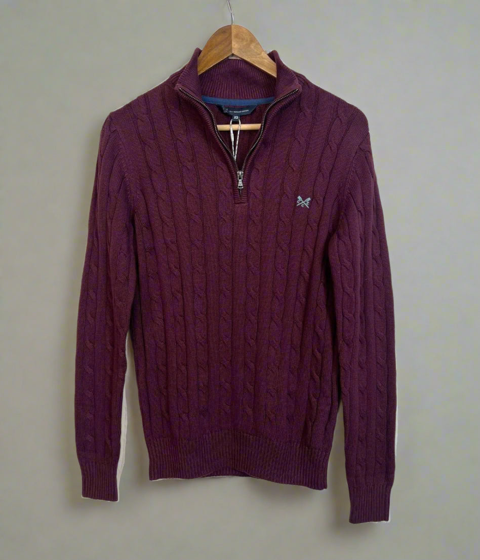 Wine Mens Oarsman Cotton Half Zip Jumper