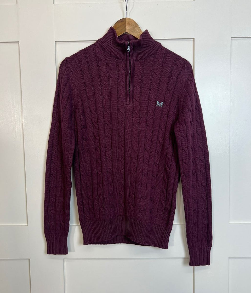 Wine Mens Oarsman Cotton Half Zip Jumper