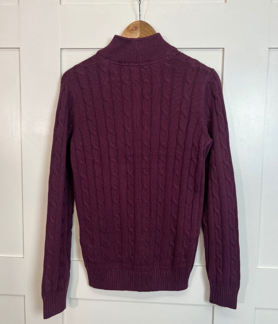 Wine Mens Oarsman Cotton Half Zip Jumper