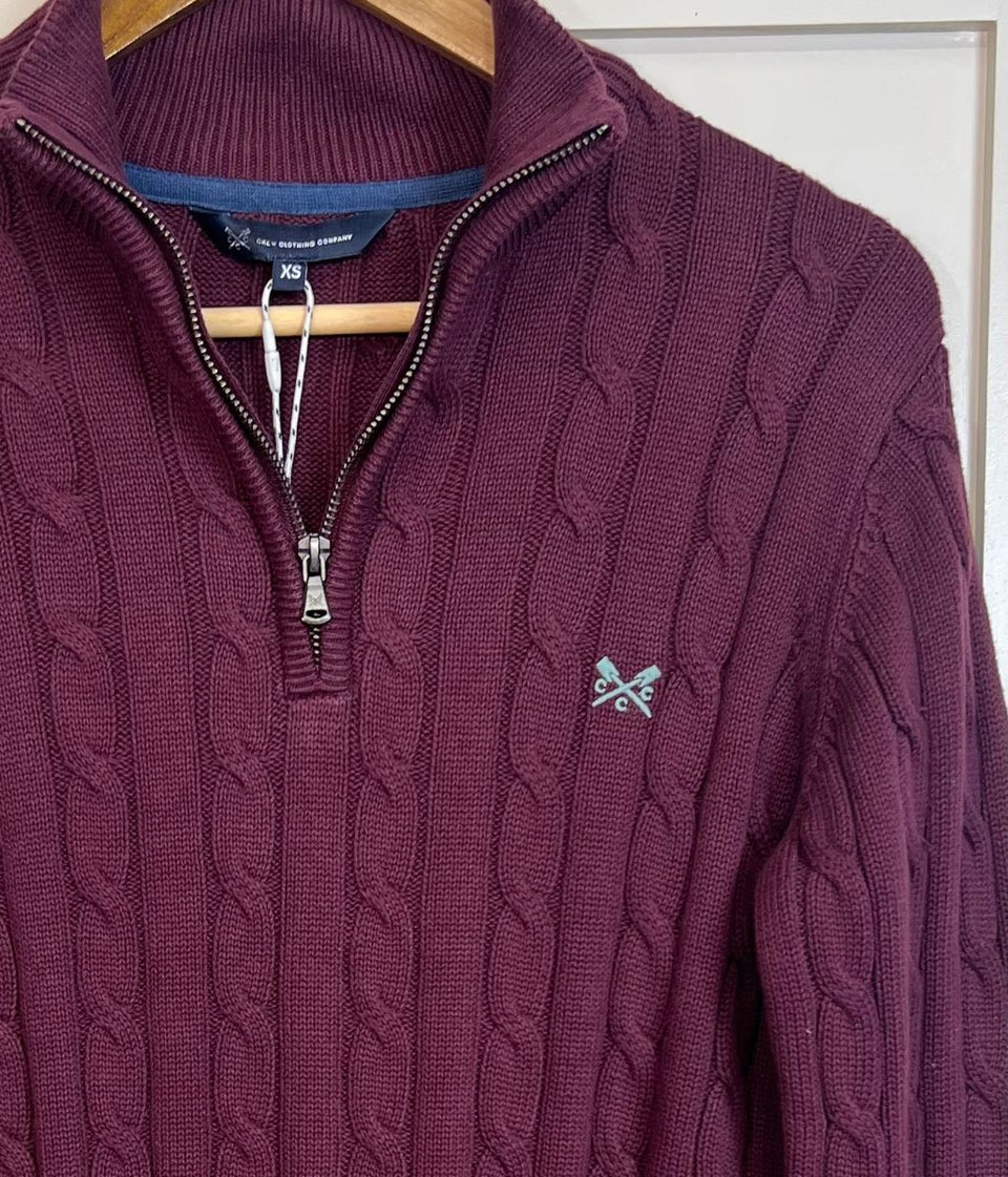 Wine Mens Oarsman Cotton Half Zip Jumper