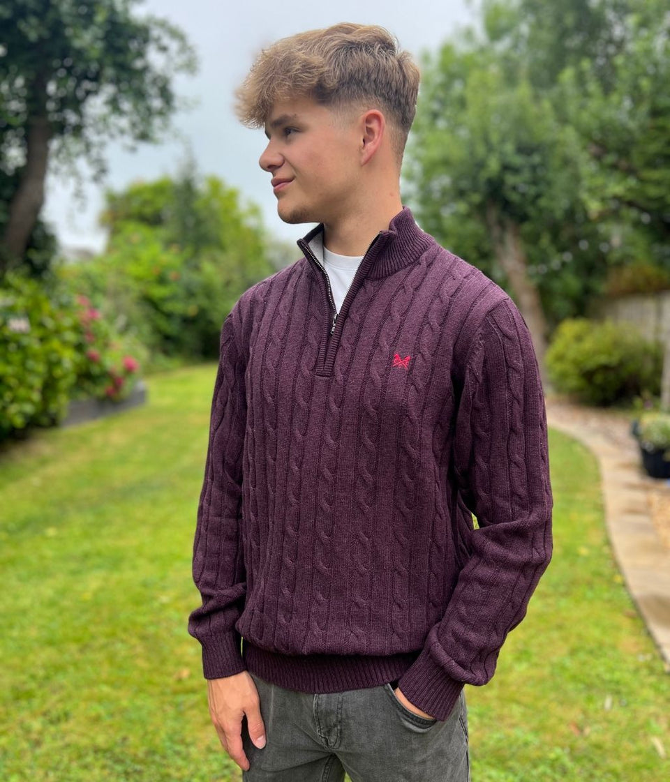 Mahogany Mens Oarsman Cotton Half Zip Jumper