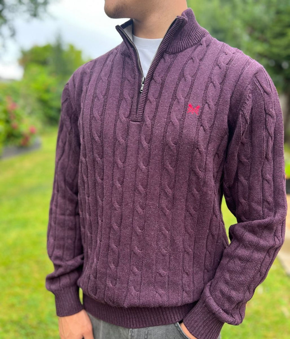 Mahogany Mens Oarsman Cotton Half Zip Jumper