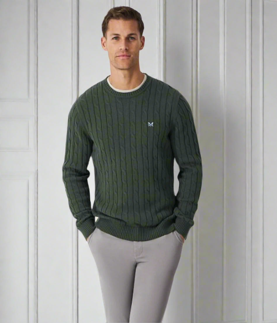 Forest Green Mens Oarsman Cable Jumper