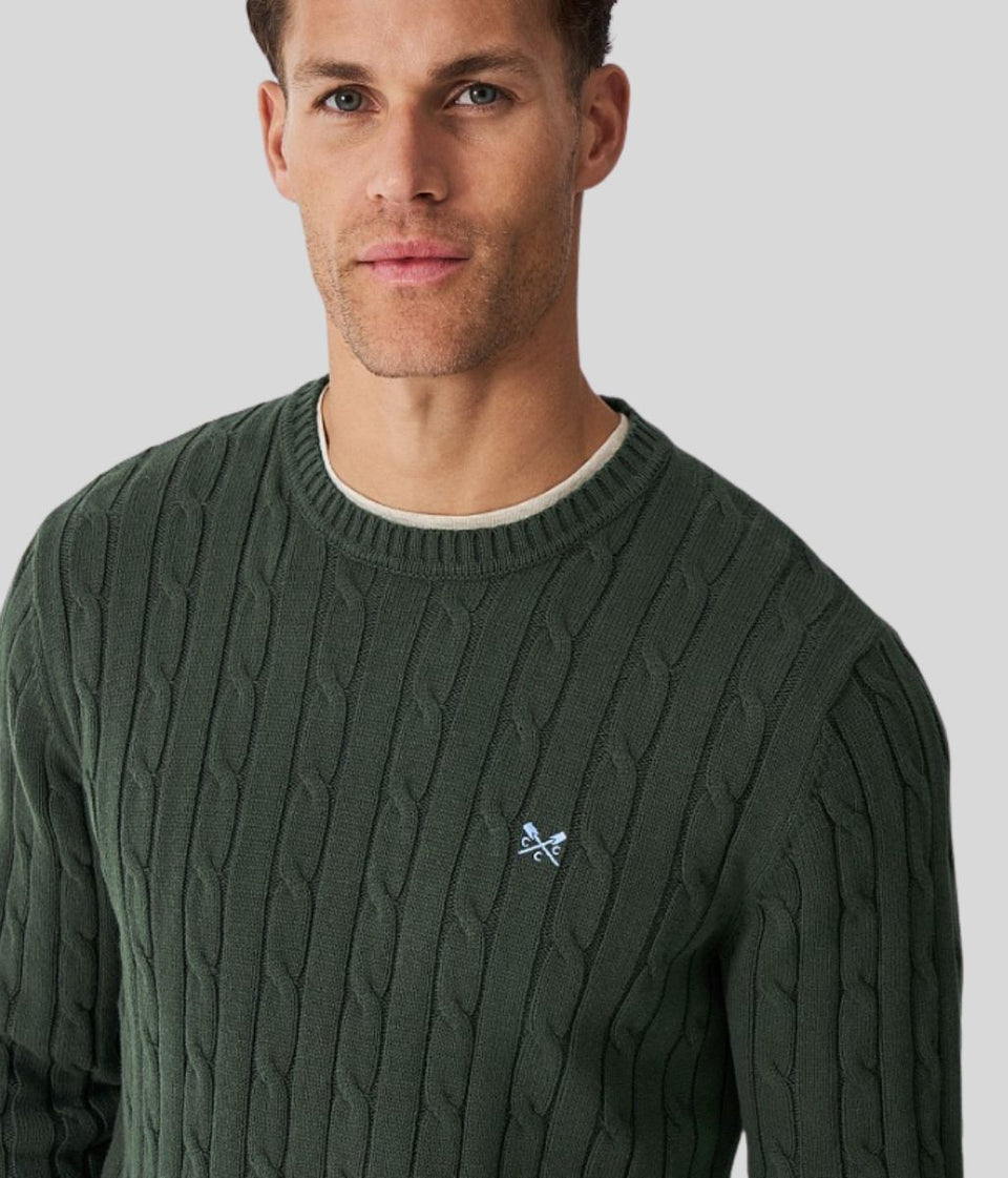 Forest Green Mens Oarsman Cable Jumper