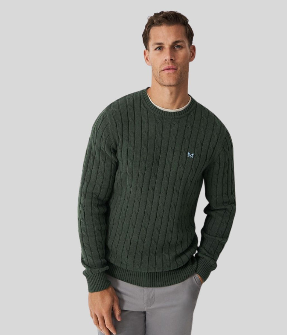 Forest Green Mens Oarsman Cable Jumper