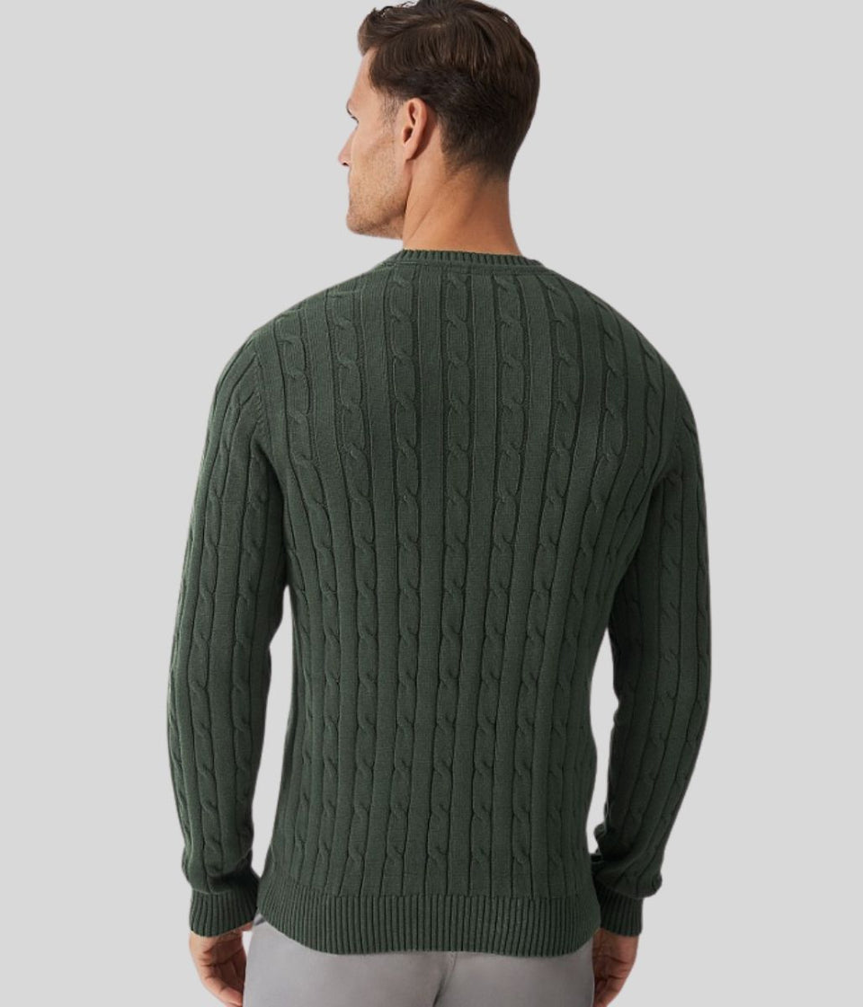 Forest Green Mens Oarsman Cable Jumper
