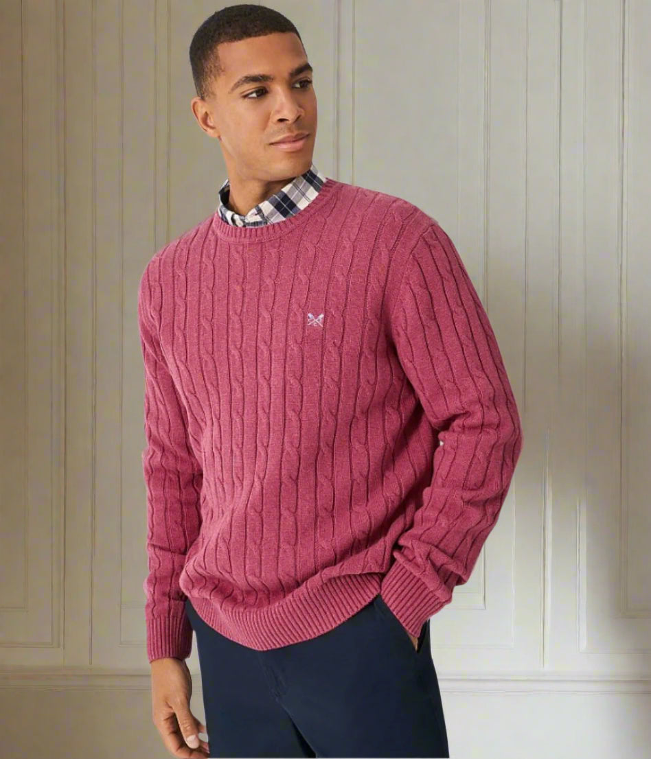 Pink Mens Oarsman Cable Jumper