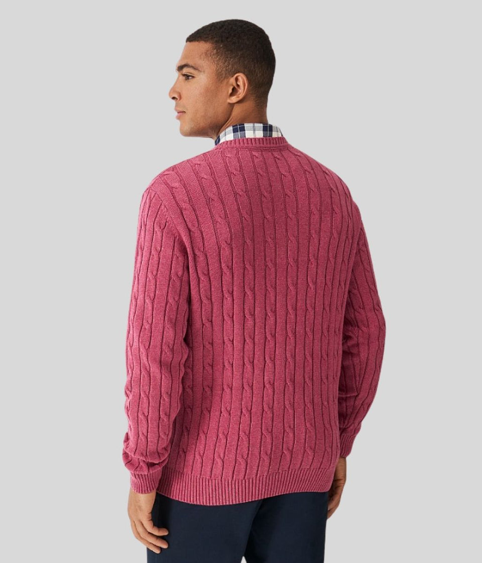 Pink Mens Oarsman Cable Jumper