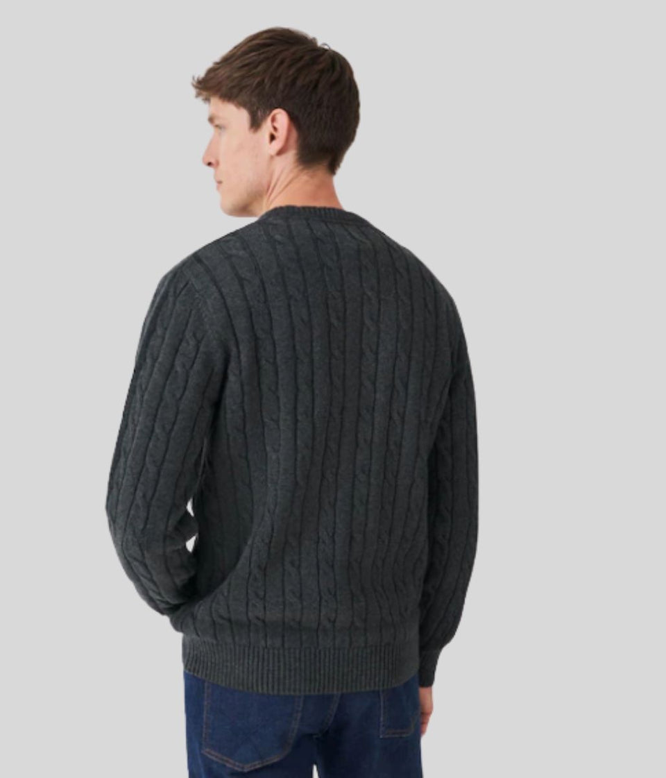 Dark Grey Mens Oarsman Cable Jumper