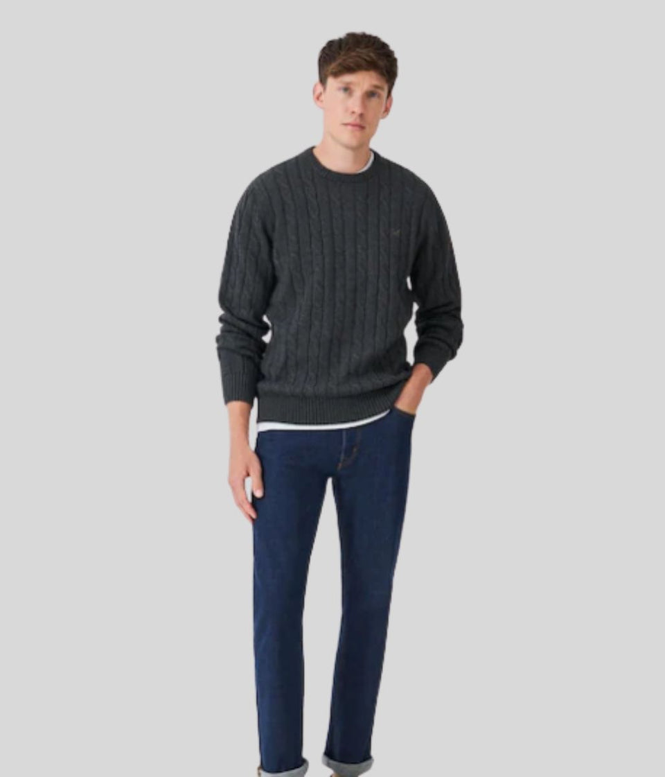 Dark Grey Mens Oarsman Cable Jumper