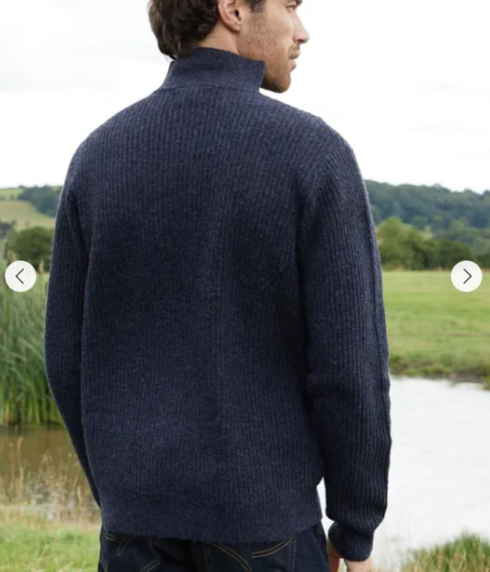Mens Warm Navy Blue Threadbare Barnhill Knitted Jumper