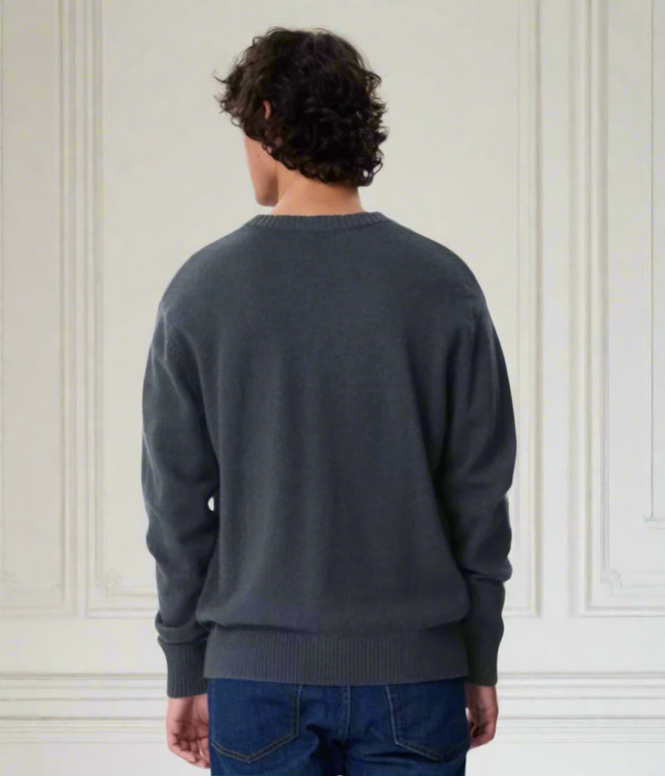 Navy Wool Blend Mens Jumper