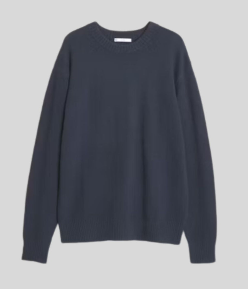 Navy Wool Blend Mens Jumper