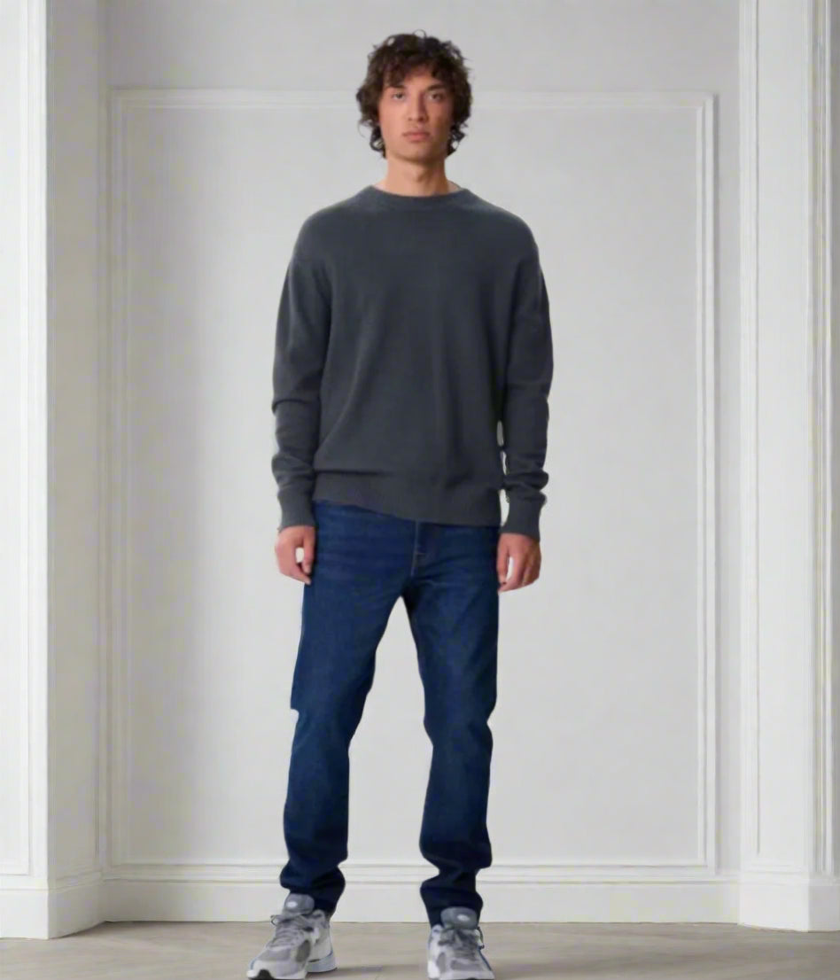 Navy Wool Blend Mens Jumper