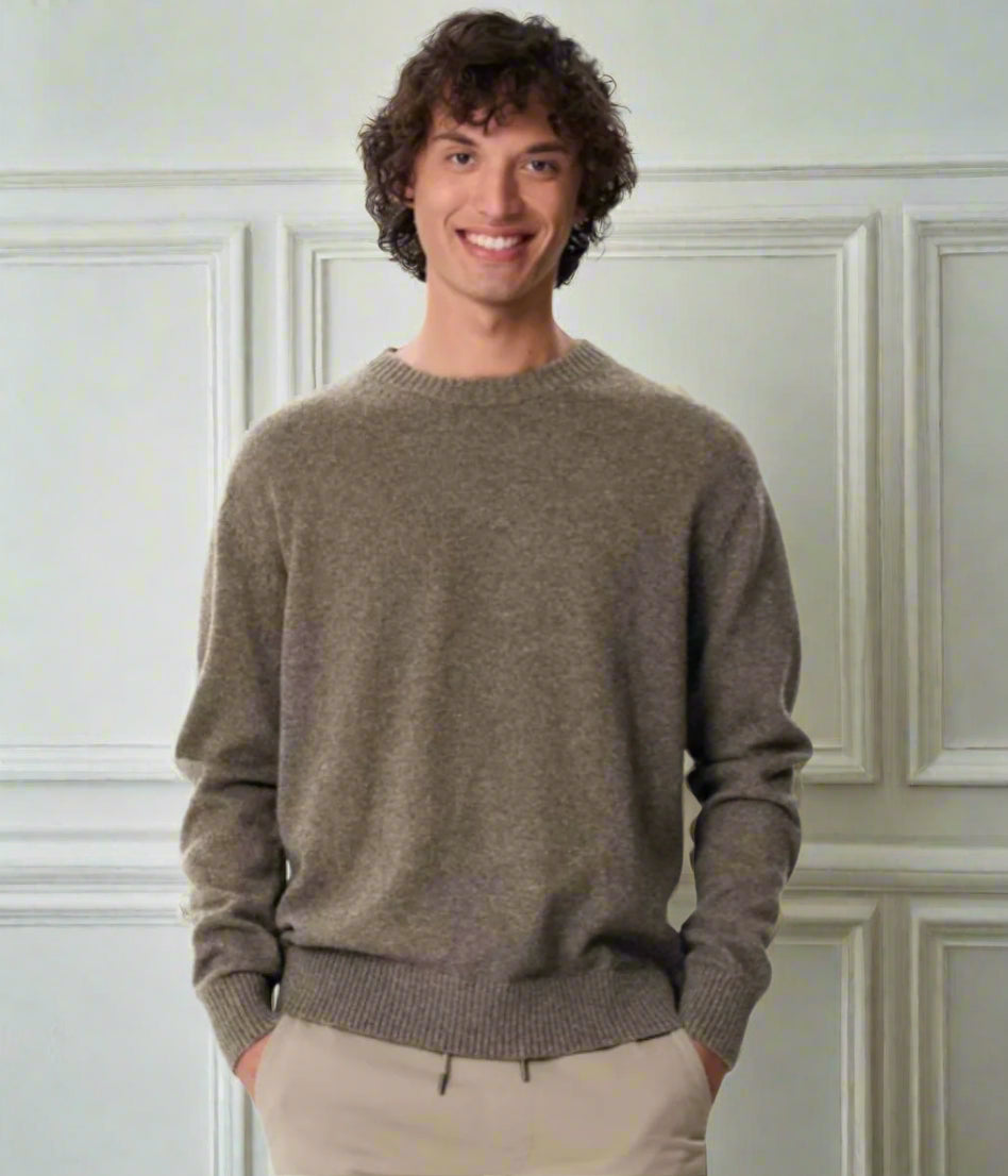 Brown Wool Blend Mens Jumper